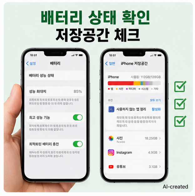 iOS 26.5 업데이트 후 정상 상태와 문제 상태를 비교하는 기준 이미지