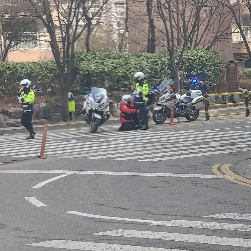 경찰에게 무릎 꿇은 딸배