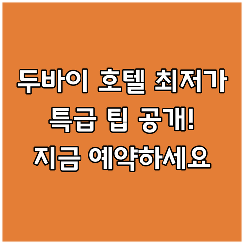 두바이 호텔 예약 최저가 보장 특급