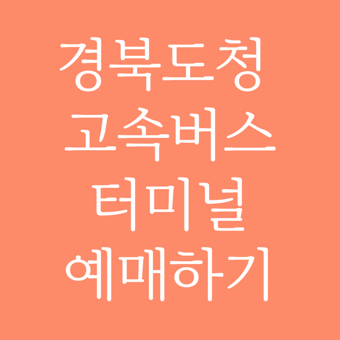 경북도청 고속버스터미널 시간표 조회 및 예매하기