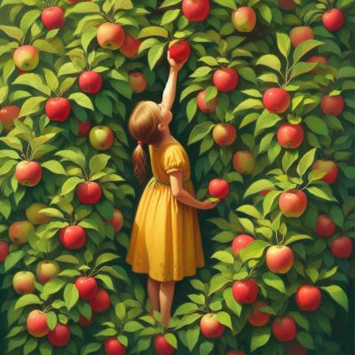 사과를 따는 소녀