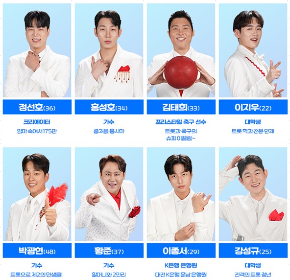 미스터트롯3 참가자/출연자/출연진 정선호, 홍성호, 김태희, 이지우, 박광현, 환준, 이종서, 강성규