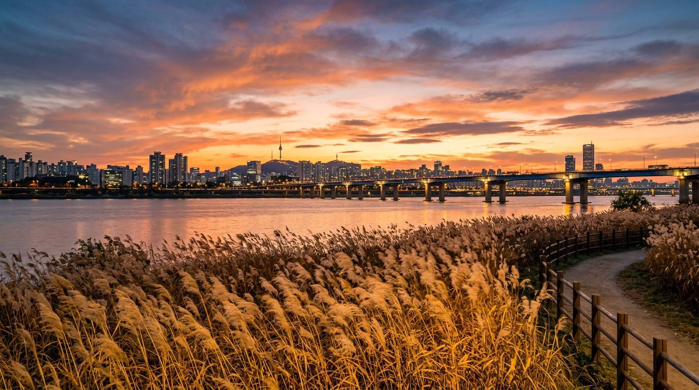 암사생태공원에서 본 한강의 일몰