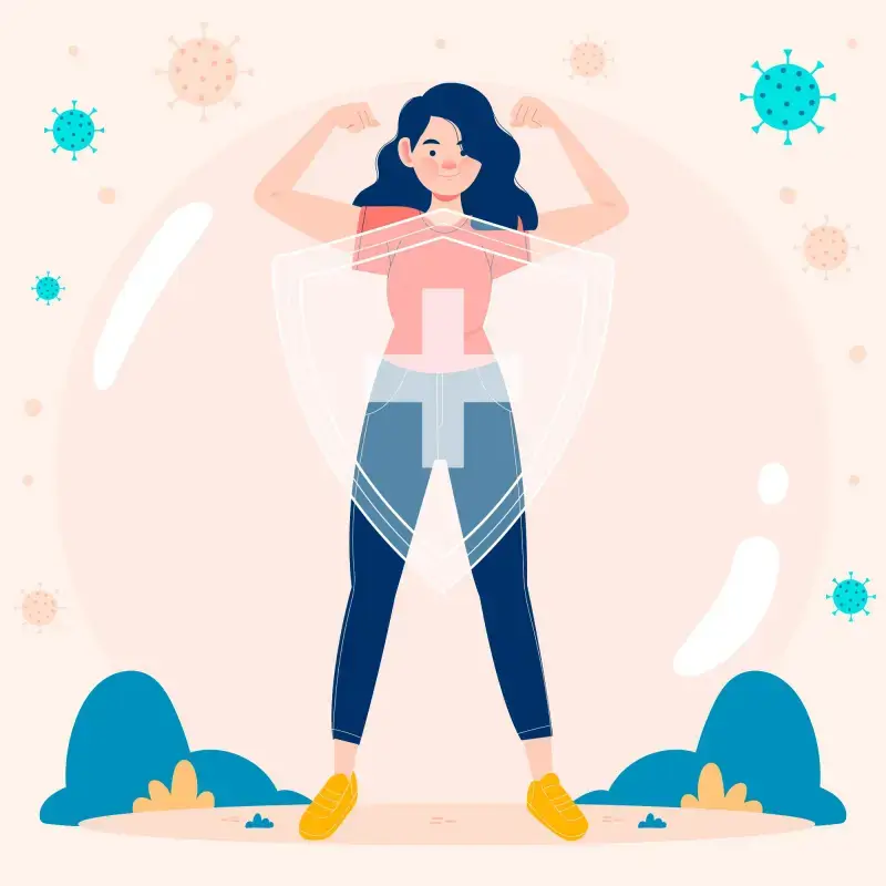 외부 질병을 막을 정도로 신체 건강한 여성의 일러스트