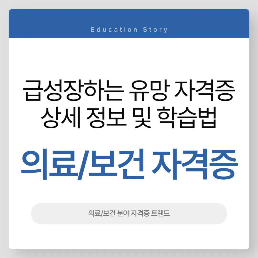 의료/보건 분야 유망 자격증 상세 정보 및 학습법