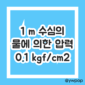 1 m 수심의 순수한 물에 의한 압력