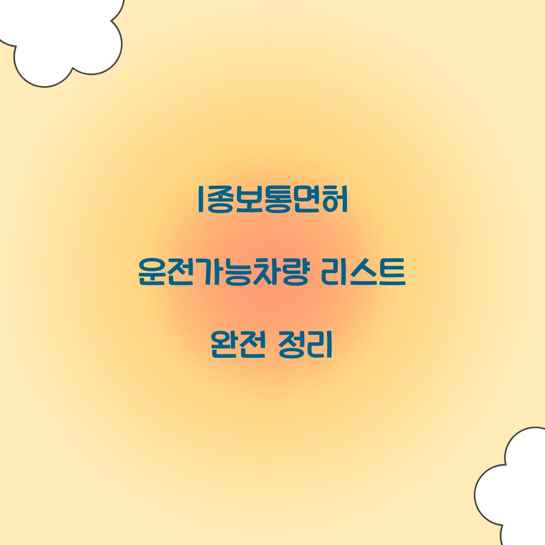 1종보통면허 운전가능차량 리스트