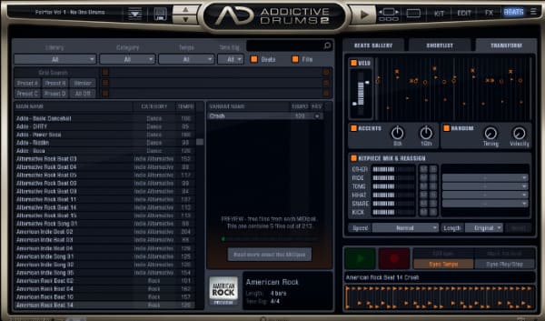 Addictive Drums 2_비트 페이지 - 개요: Beats page - Overview