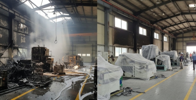 제조공장 청소 후 복구중