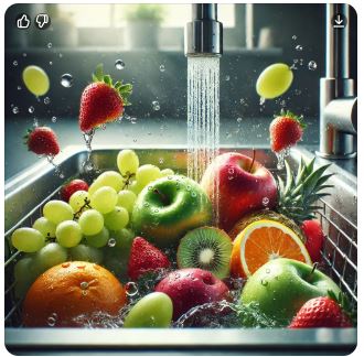 과일 세척하는 사진