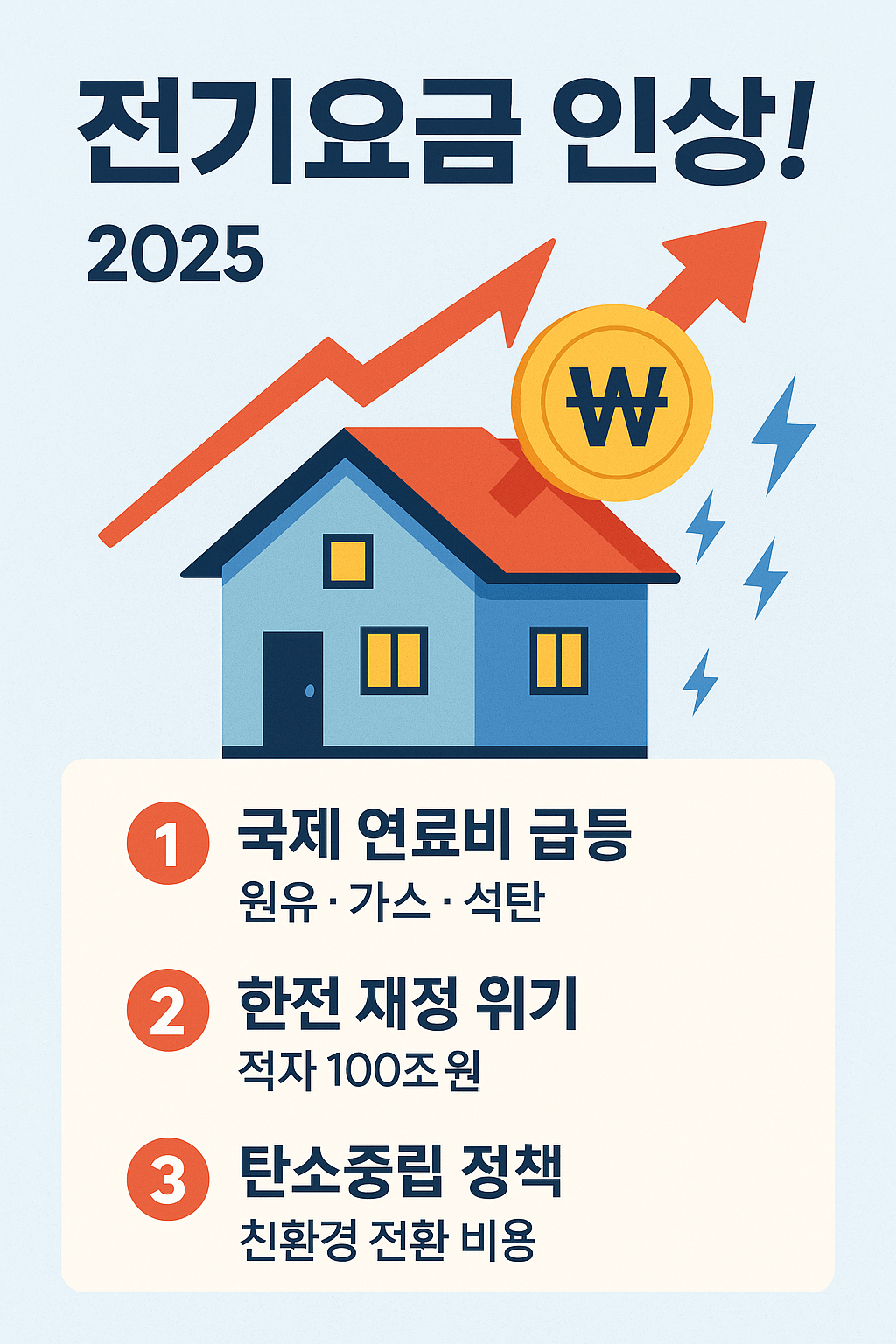2025 전기요금 인상 안내 배너 - 가정과 기업에 필요한 절약 전략 요약