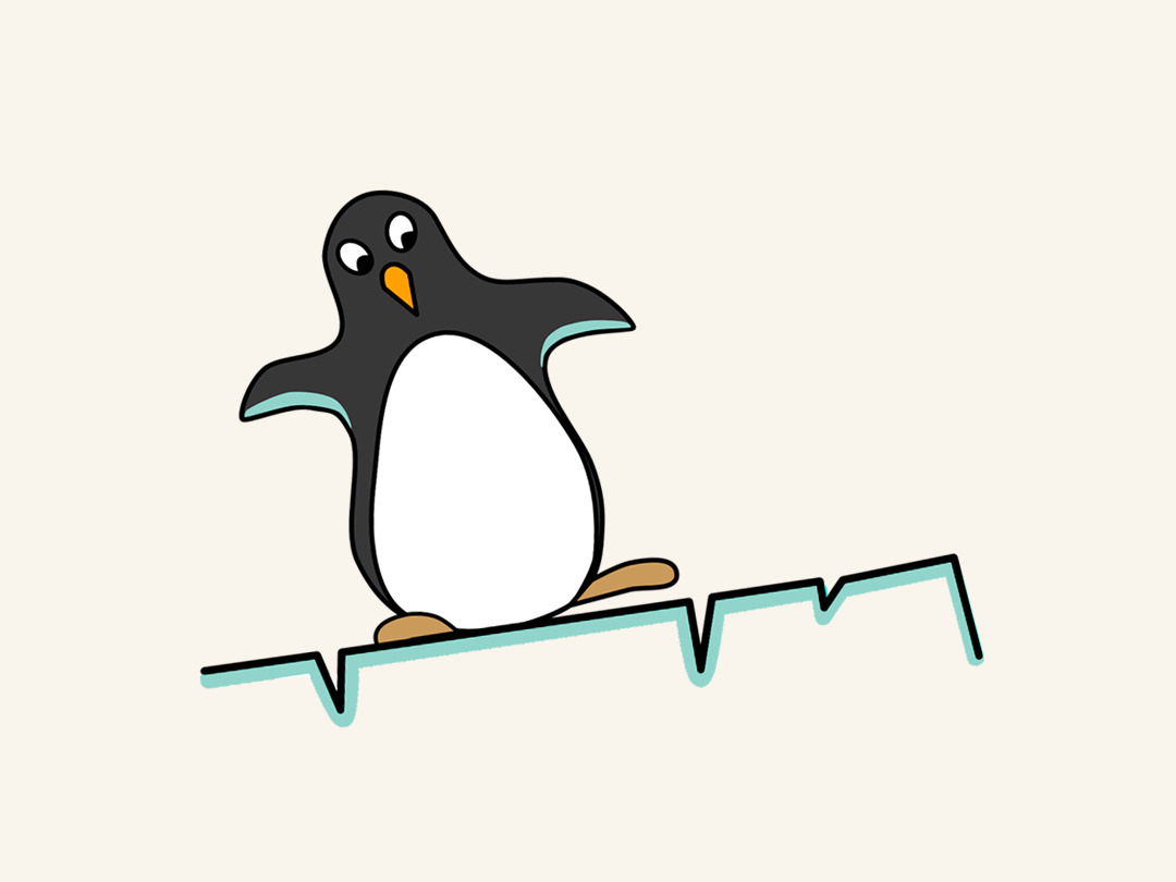 얼음 위를 걷는 펭귄 일러스트