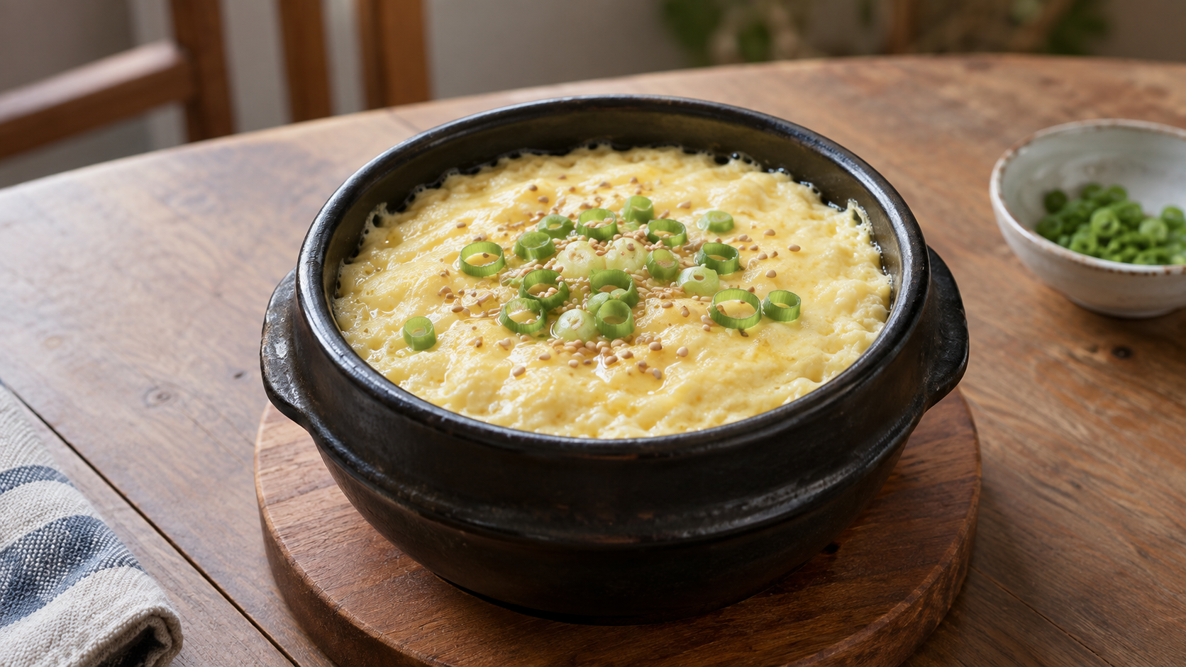 계란찜 조리 예시, AI 생성 이미지