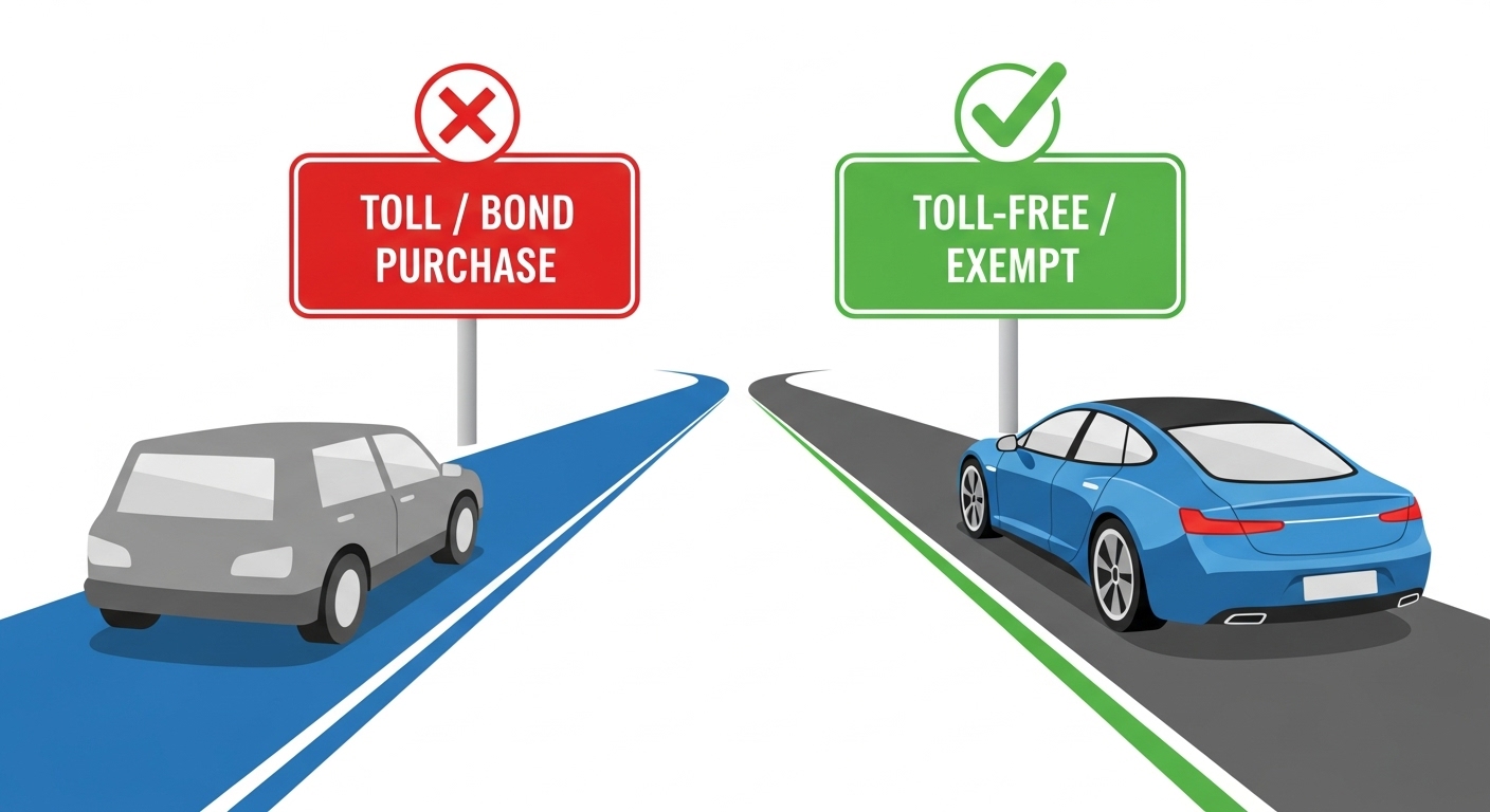 전기차 구매 시 공채 매입 면제를 통해 추가 비용을 절약하는 과정을 나타내는 인포그래픽.
