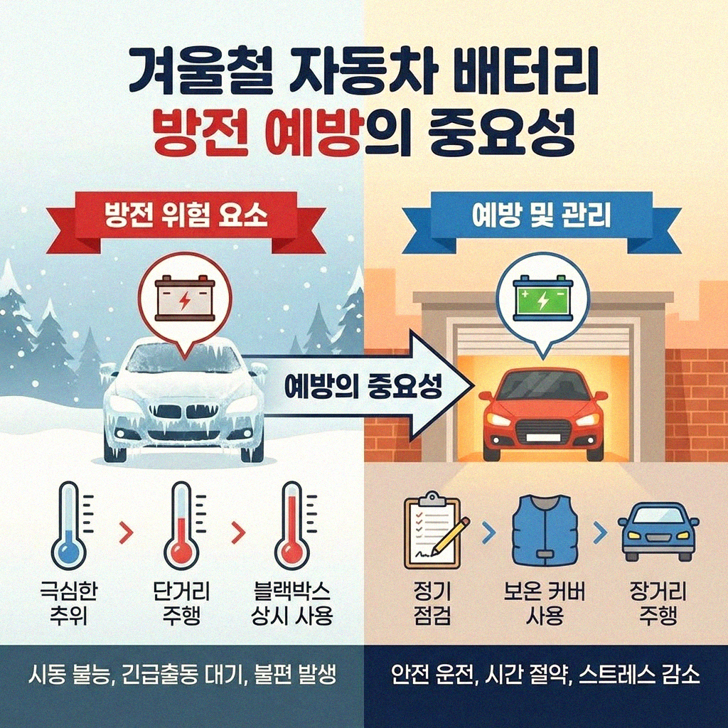 추운 겨울철 자동차 배터리 안전하게 관리하는 방법