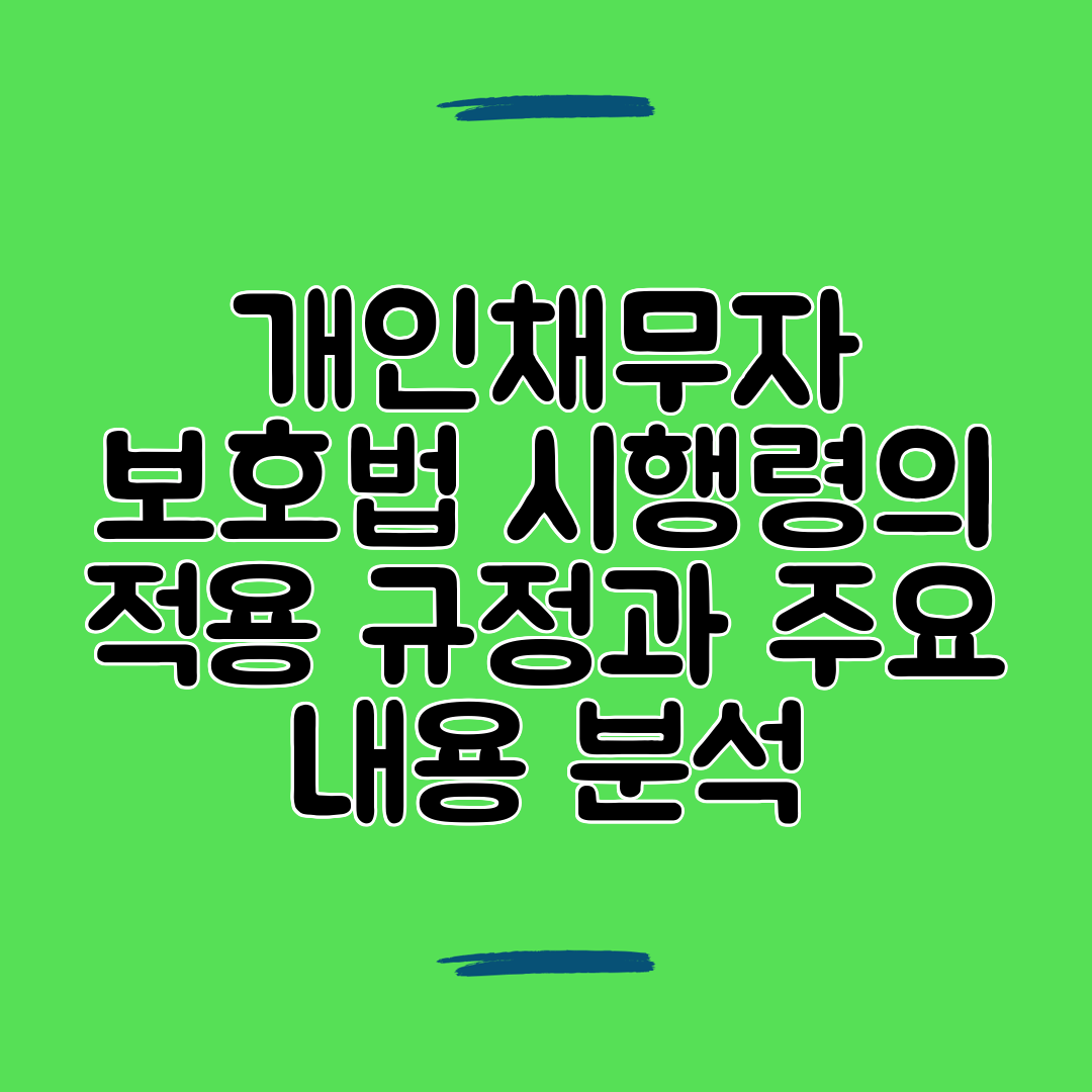 개인채무자 보호법 시행령의 적용 규정과 주요 내용 분석