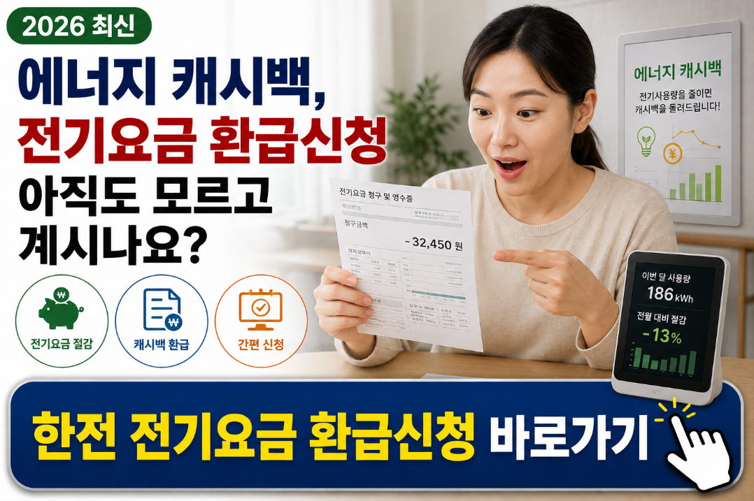 에너지 캐시백, 전기요금 환급신청 아직도 모르고 계시나요? (2026 최신)