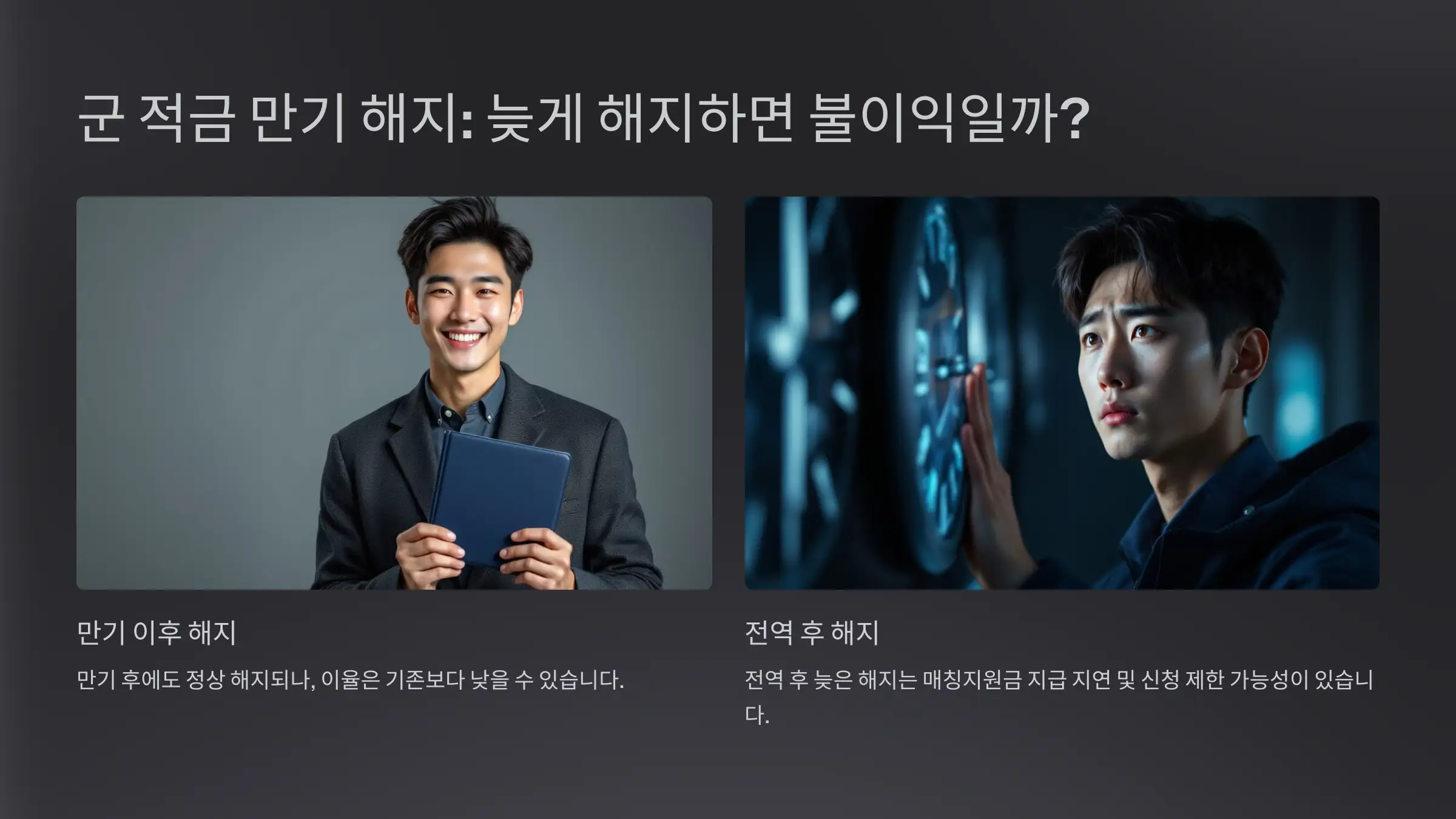 군적금 만기 수령액 : 전역 후 늦게 해지 시 불이익 여부