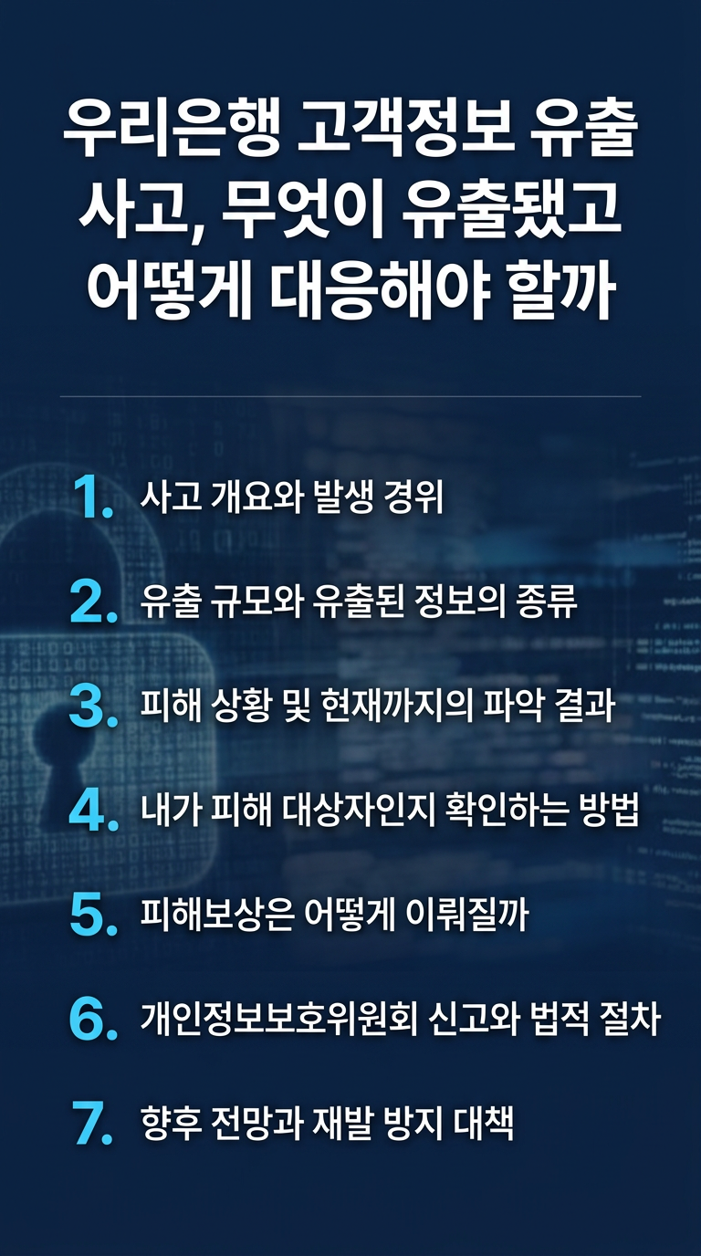 우리은행 정보 유출, 규모, 피해 상황, 대상자 확인, 피해보상, 반응 및 향후 전망