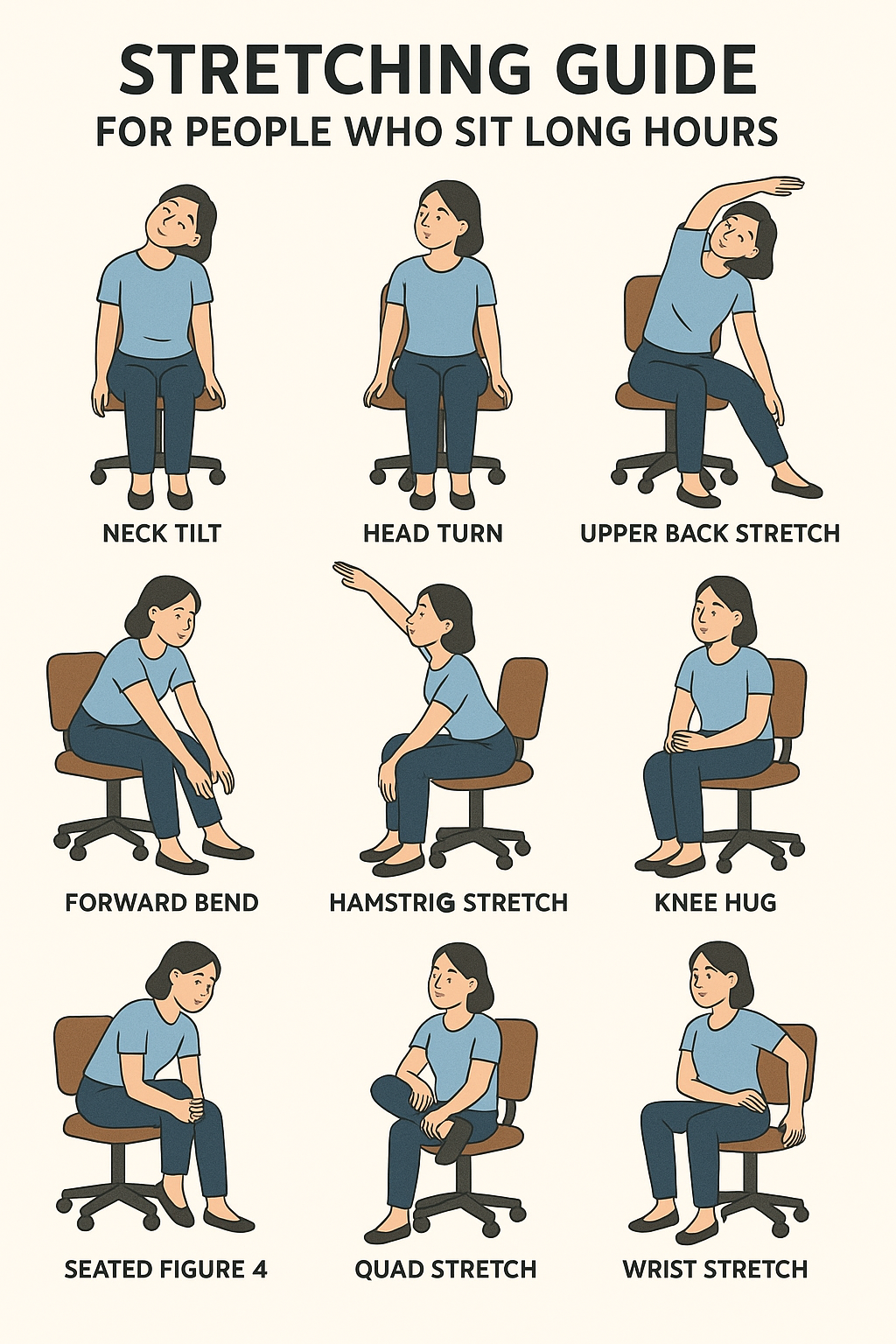 앉아서 일하는 사람 스트레칭