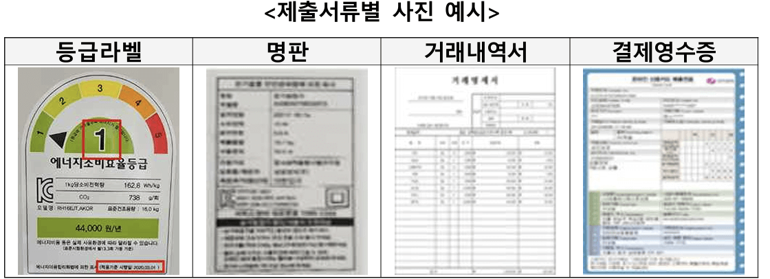 1등급 가전제품 환급 신청방법