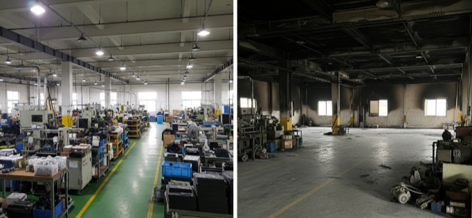 화재 청소 일부 전후