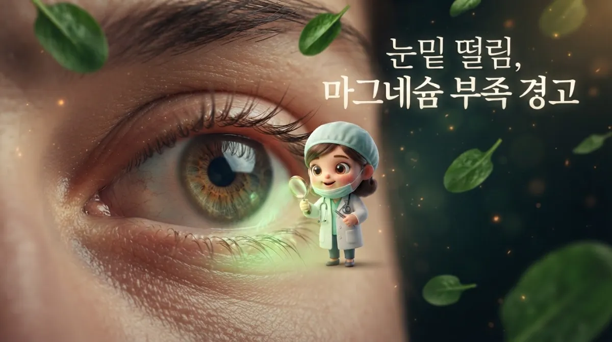눈 밑 떨림과 마그네슘 결핍의 상관관계를 보여주는 이미지