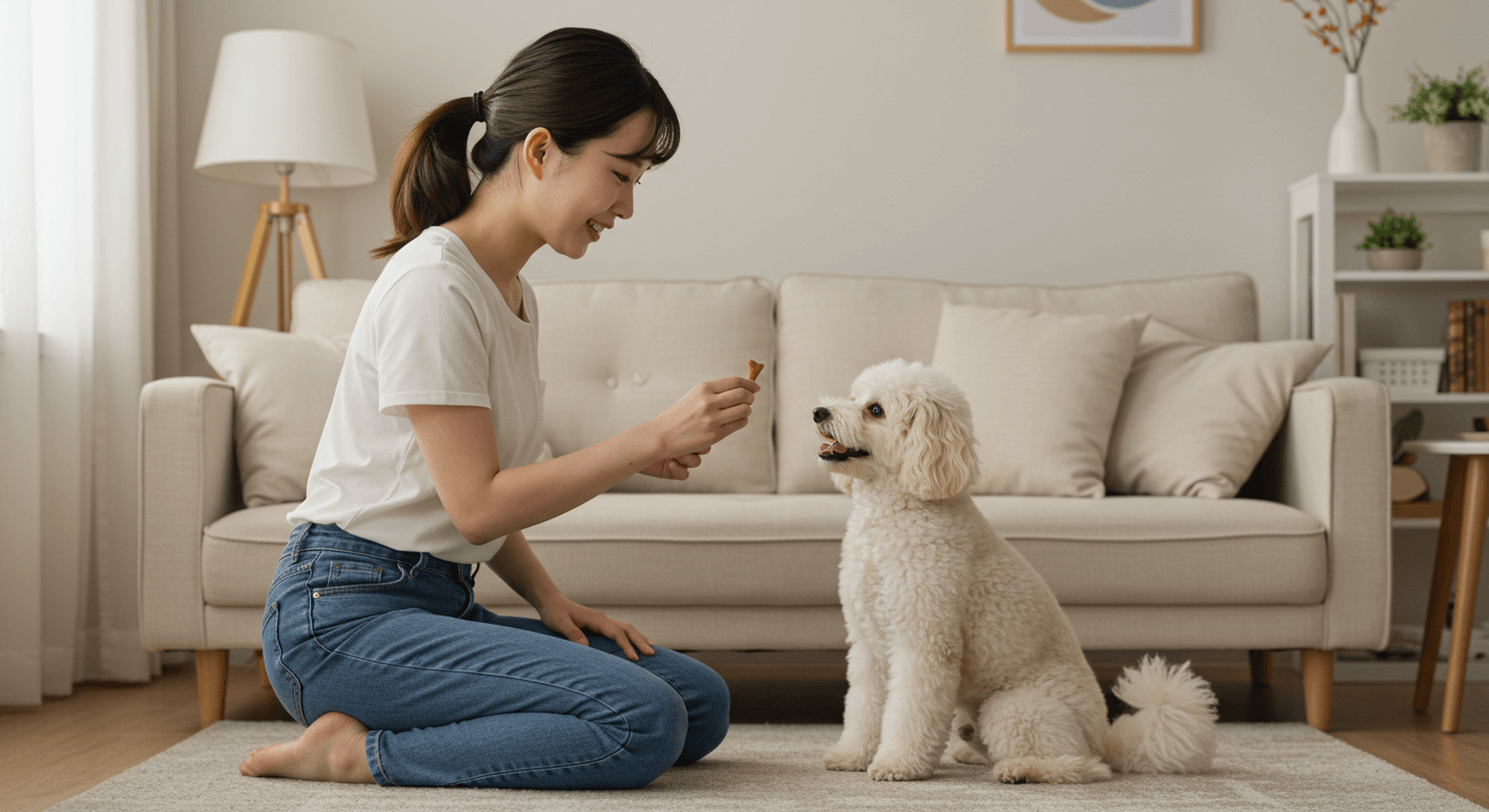 반려견에게 "앉아" 명령어 가르치기