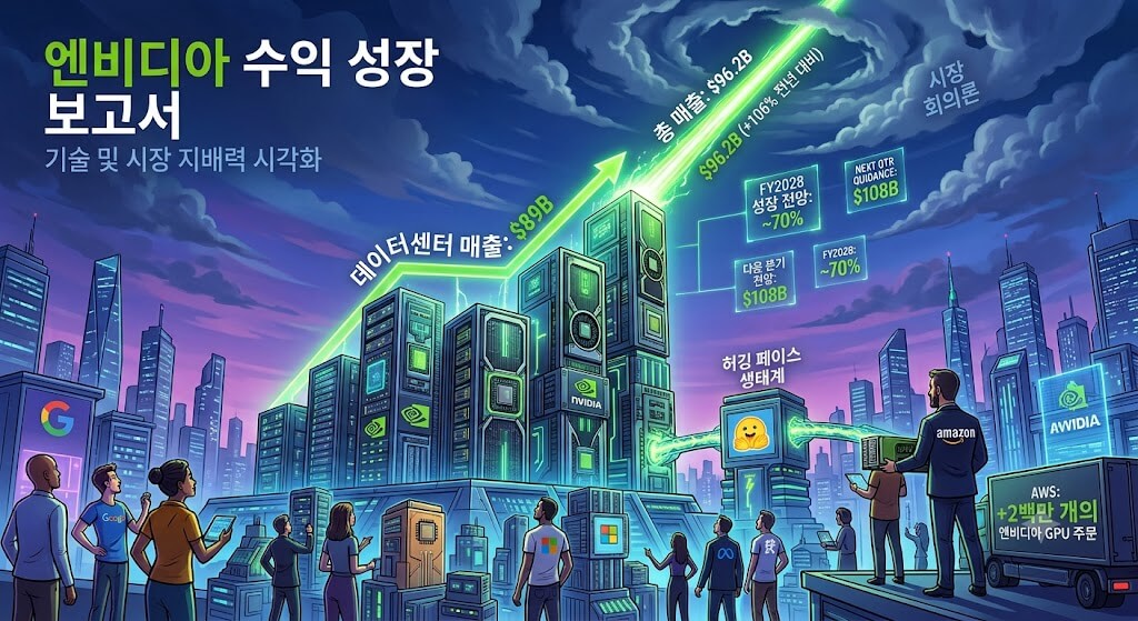 “엔비디아 또 신기록…AI 투자 거품론 뒤집은 962억달러 실적”