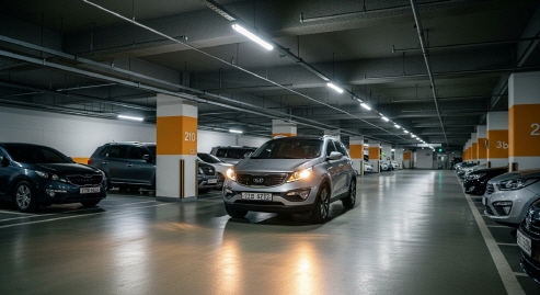 지하주차장에서 차를 옮기는 모습