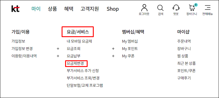 KT 요금제 변경 위약금 확인 방법5