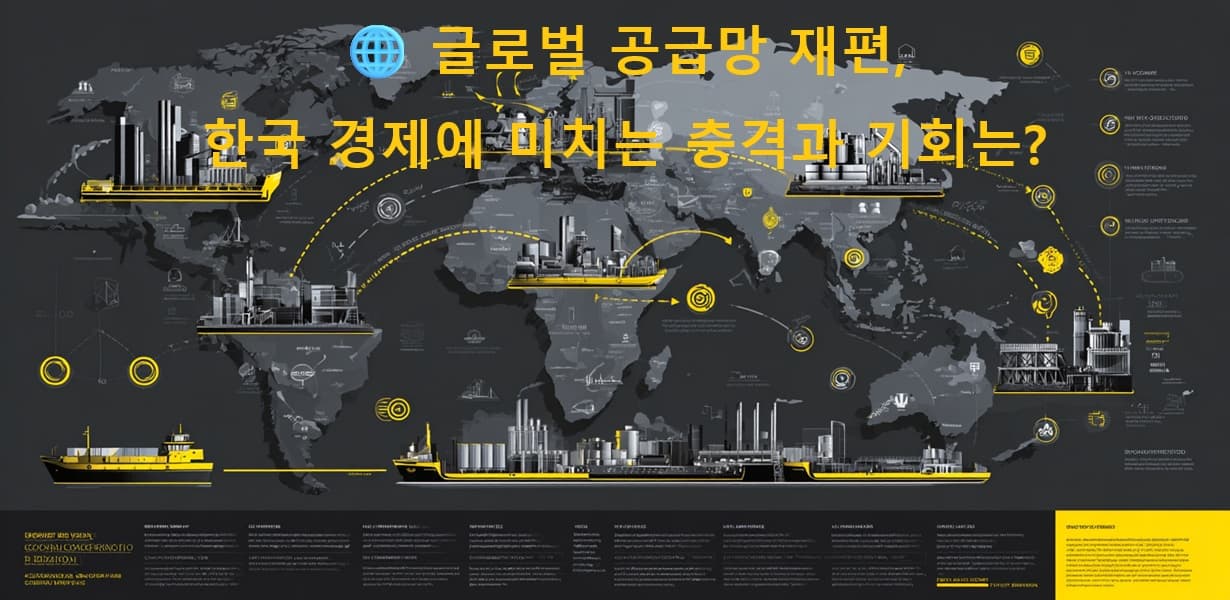 글로벌 공급망 변화와 경제 흐름을 나타내는 인포그래픽
