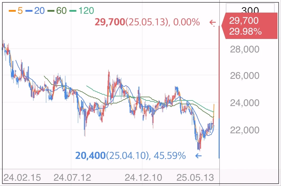 한진칼우-상한가-차트