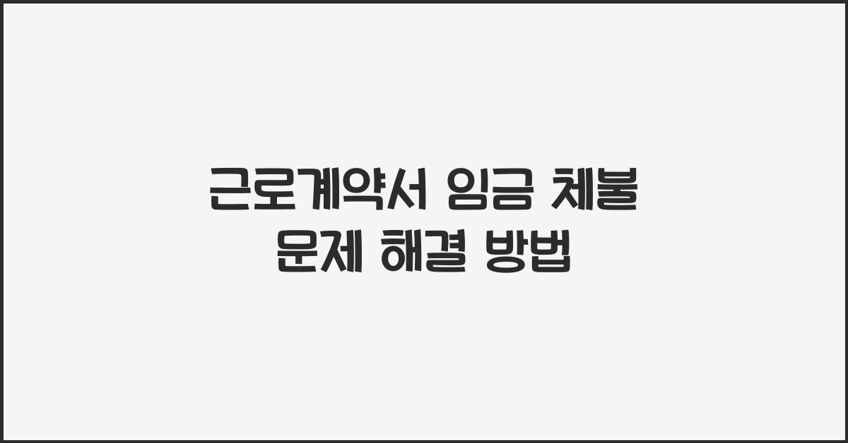 근로계약서 임금 체불 문제