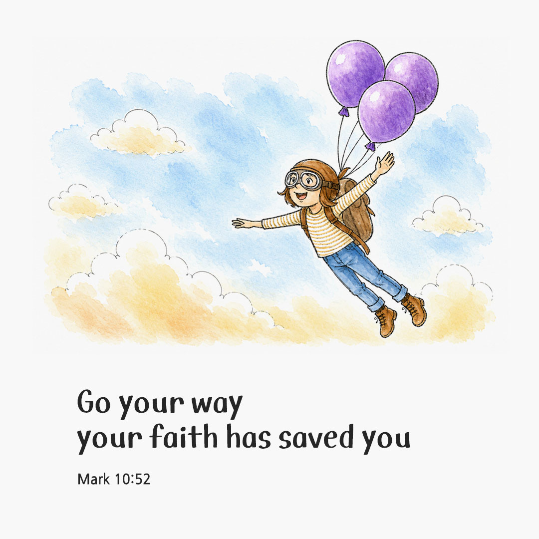 Today's Bible verse card Mark 10:52 scripture image