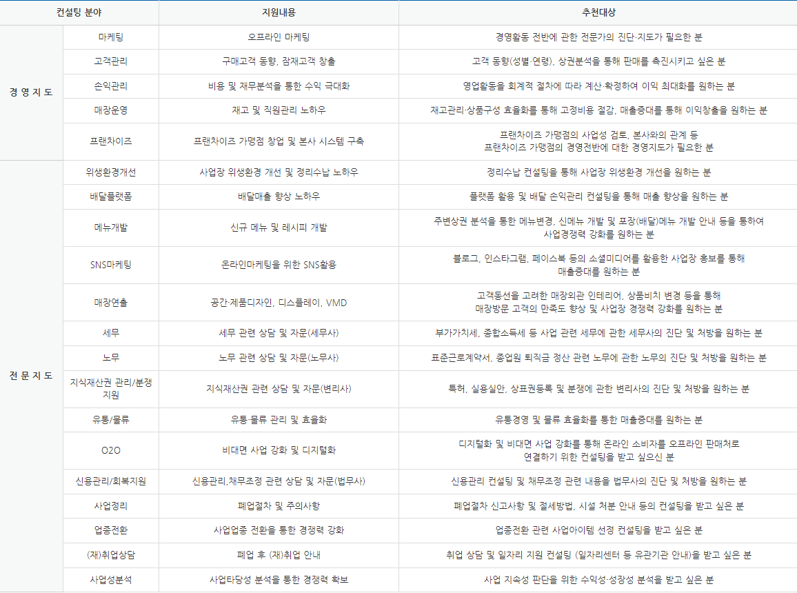 컨설팅 지원내용