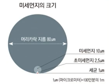 미세먼지와 머리카락크기 비교
