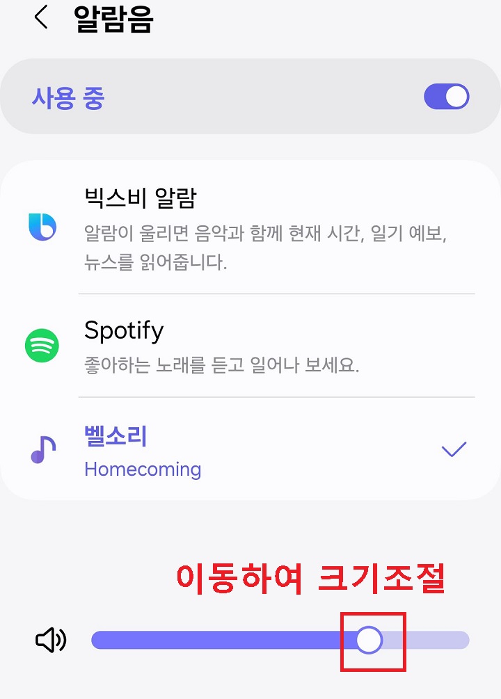 소리 크기 조절 바 보임