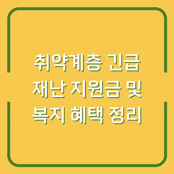 취약계층 긴급 재난 지원금 및 복지 혜택 정리