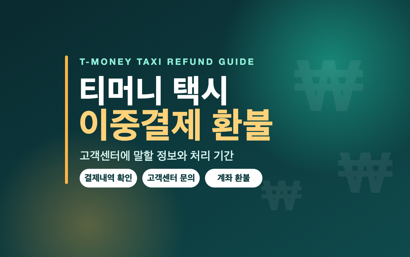 티머니 택시 이중결제 환불 대표 이미지 - 결제내역 확인, 고객센터 문의, 계좌 환불 순서