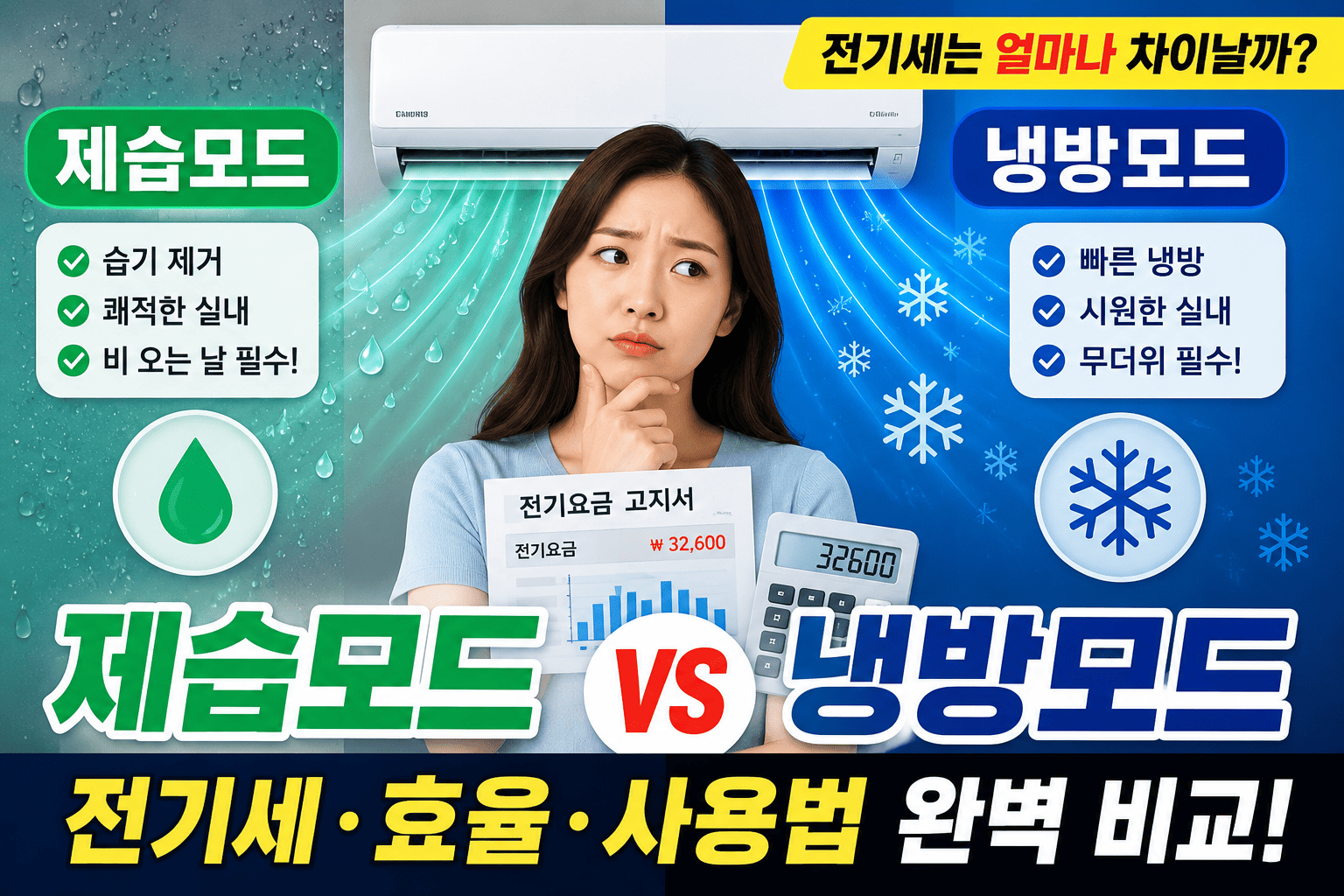 제습모드 냉방모드 비교 (전기세, 효율, 사용법)