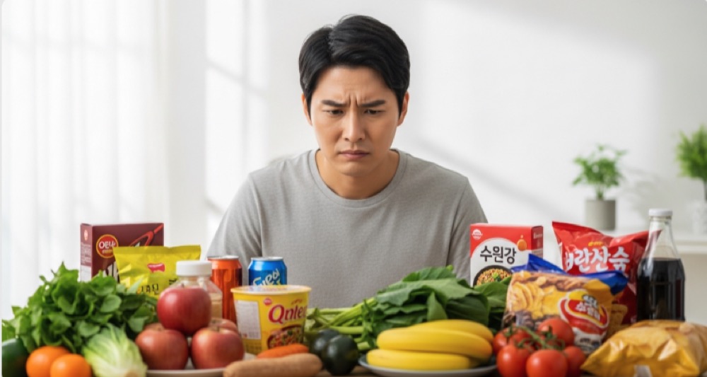 전립선에 나쁜 음식 종류를 고민하는 모습