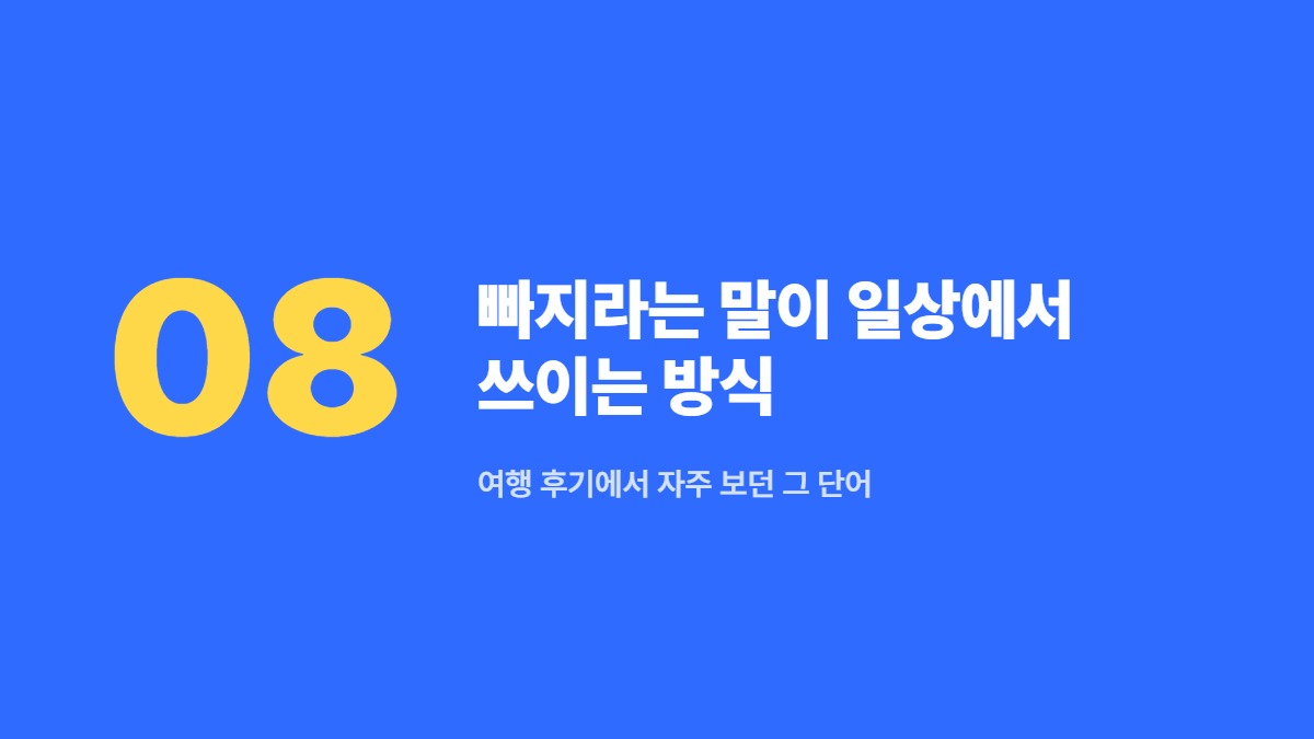 빠지라는 말이 일상에서 쓰이는 방식 — 여행 후기에서 자주 보던 그 단어