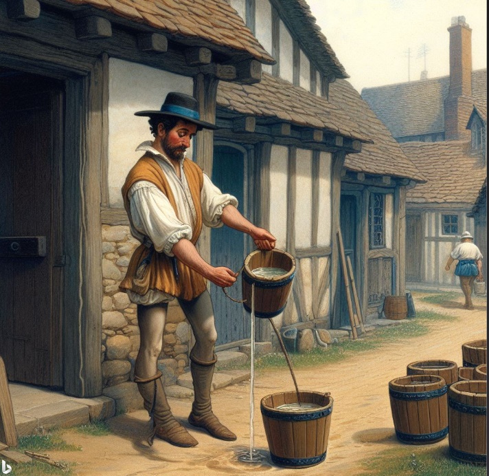 중세 영국에서 집집마다 소변을 수거하는 사람의 모습