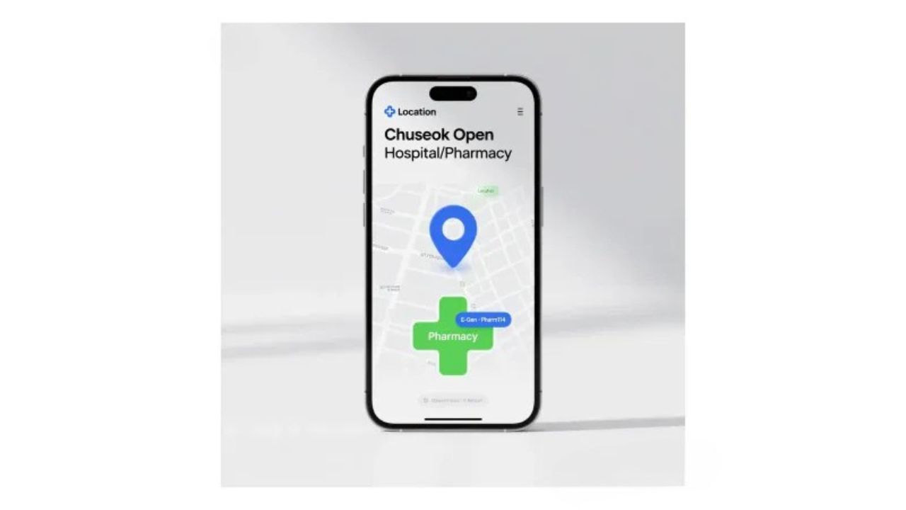 추석 연휴 문 여는 병원·약국 찾기 지도 화면(E-Gen·휴일지킴이약국·129/119/120 안내)
