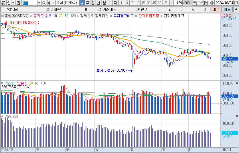 10월-24일-코스닥-일봉-차트-캡처-이미지