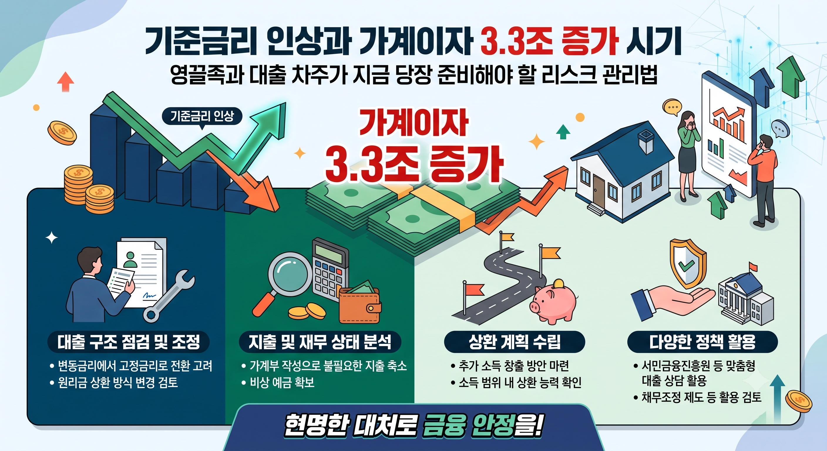 기준금리 인상과 가계이자 3.3조 증가 시기, 영끌족과 대출 차주가 지금 당장 준비해야 할 리스크 관리법