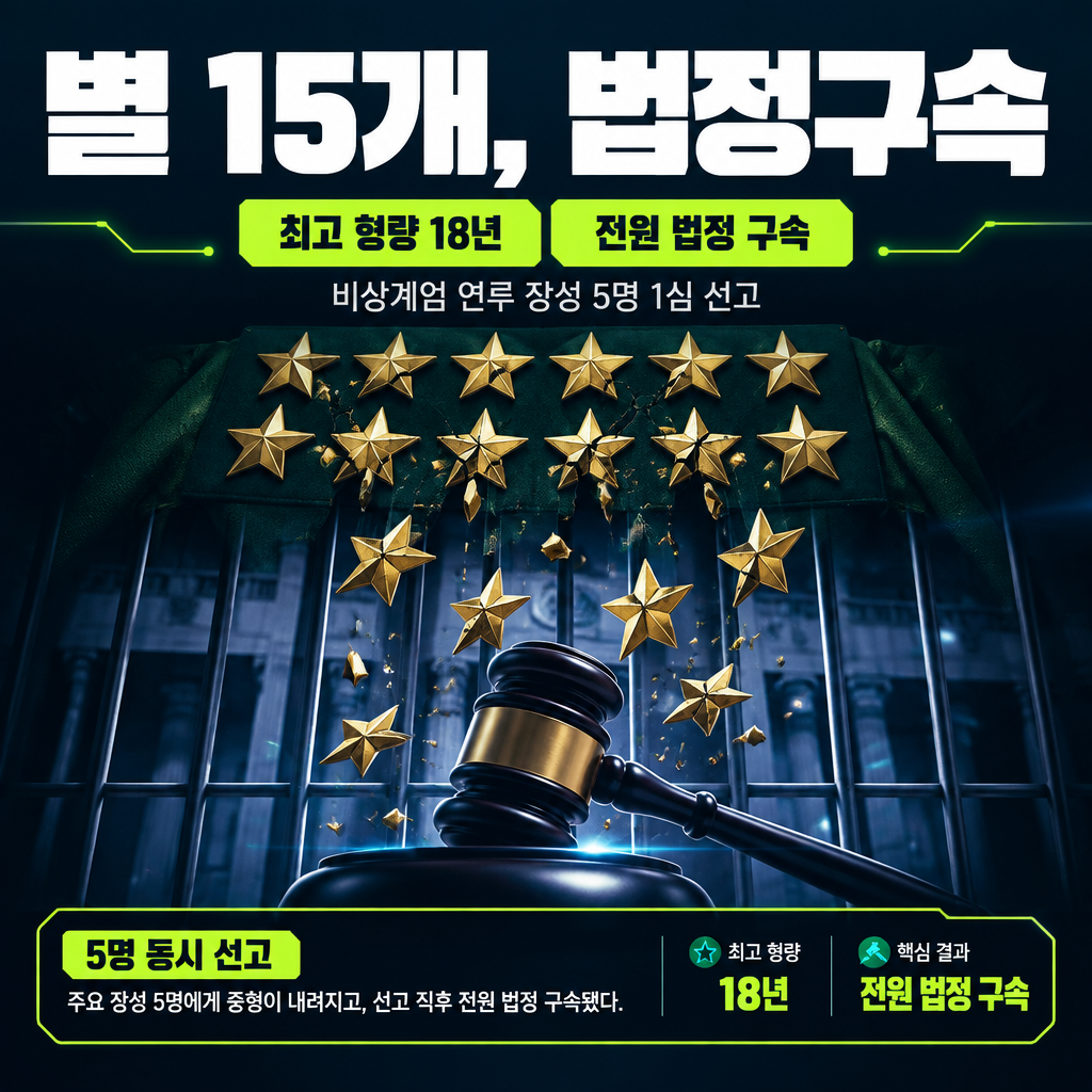별 15개, 법정구속