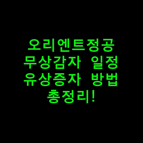 오리엔트정공무상감자및유상증자일정은?