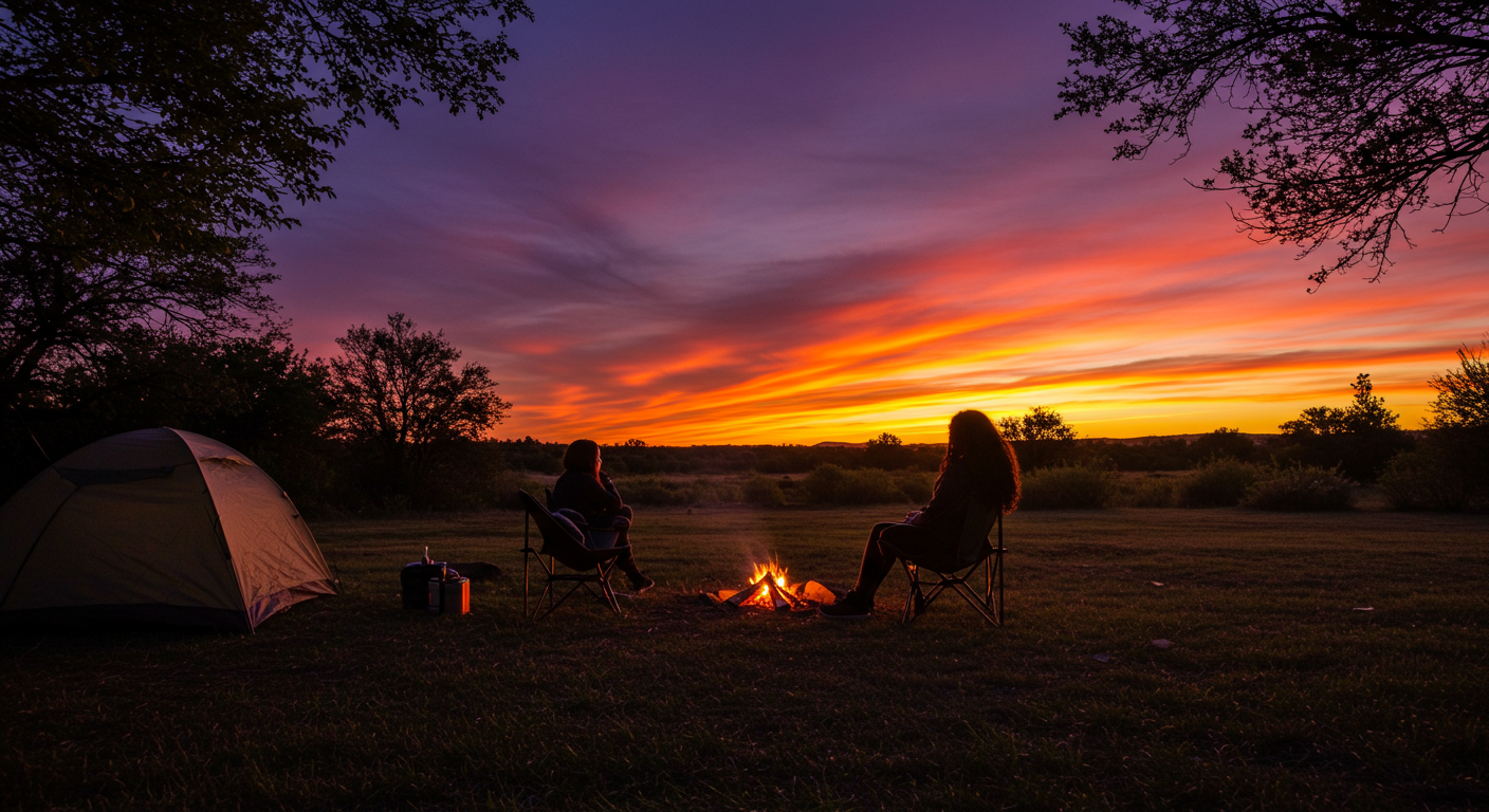 감성 저녁 캠핑장